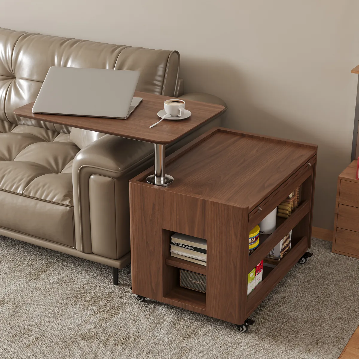 49.2" Lift-Top Extendable Coffee Table with Drawers & Storage Multifunction Table — image 4