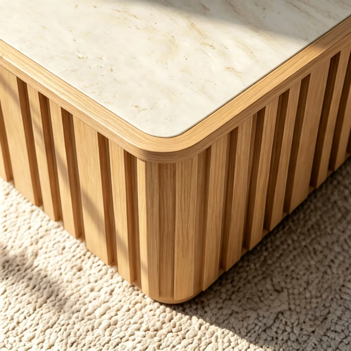 Flutera Fluted Aluminum Outdoor Coffee Table with Sintered Stone Top — image 9