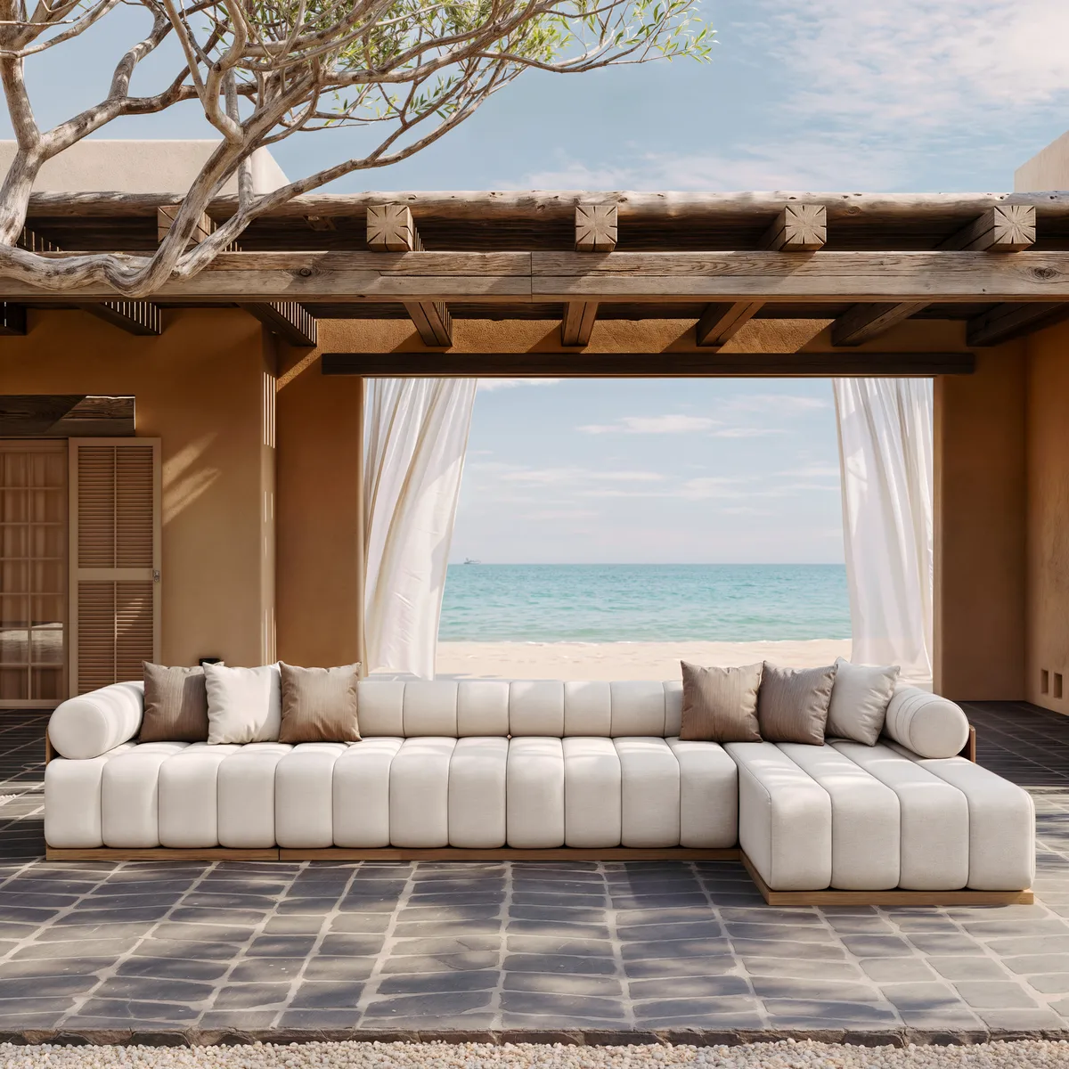 Resaro Outdoor 4-Piece Teak Modular Sectional Set — image 12