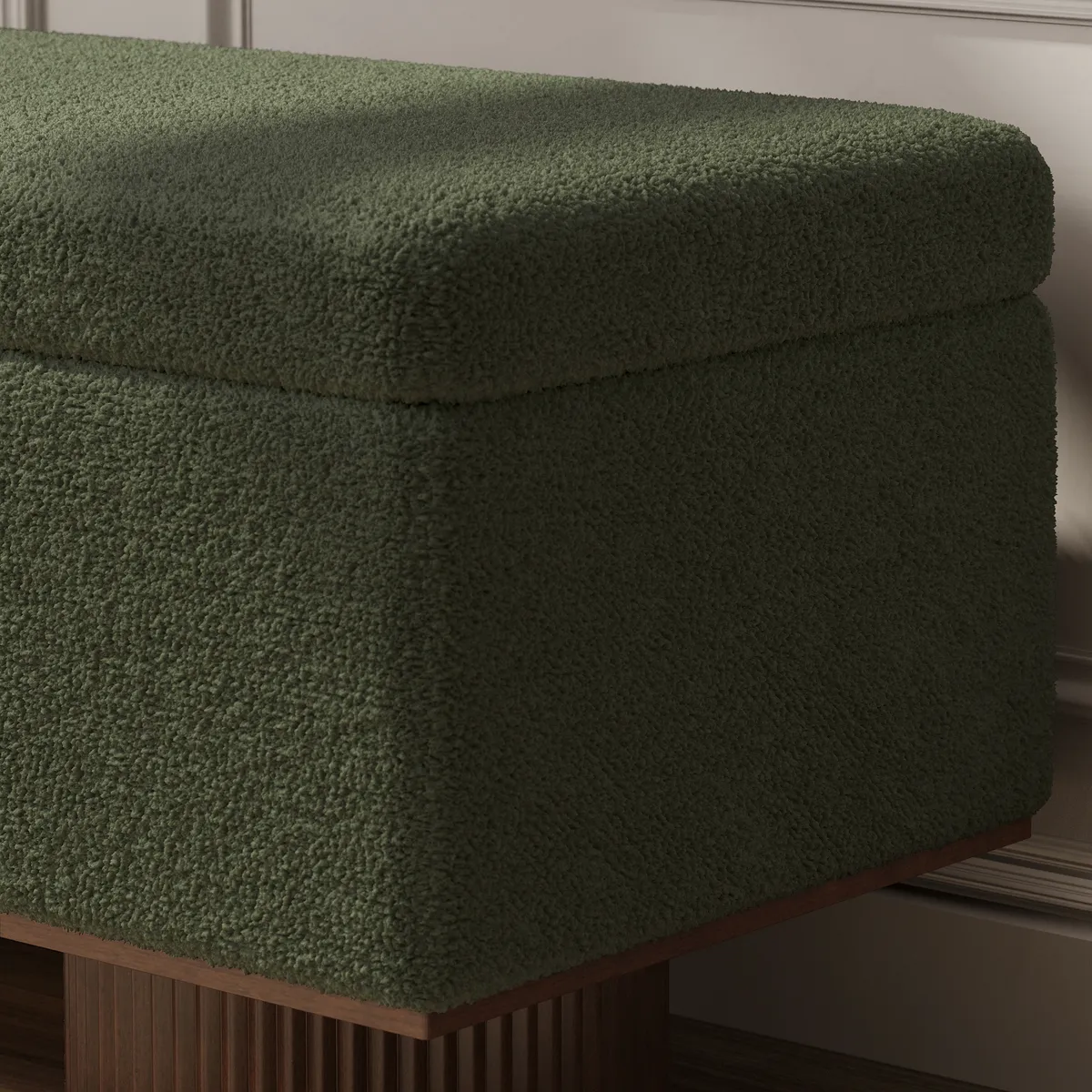 Teddy Fabric Fluffy Faux Fur Flip Top Wood Storage Bench — image 24