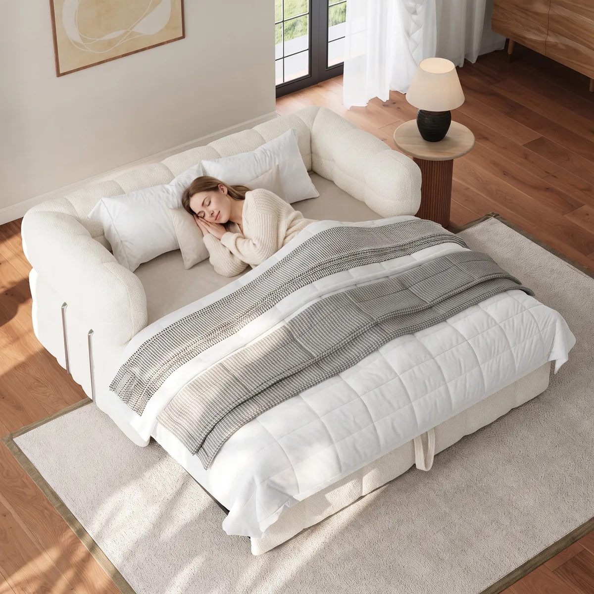 76" Queen Boucle Pull-out Sofa — image 13