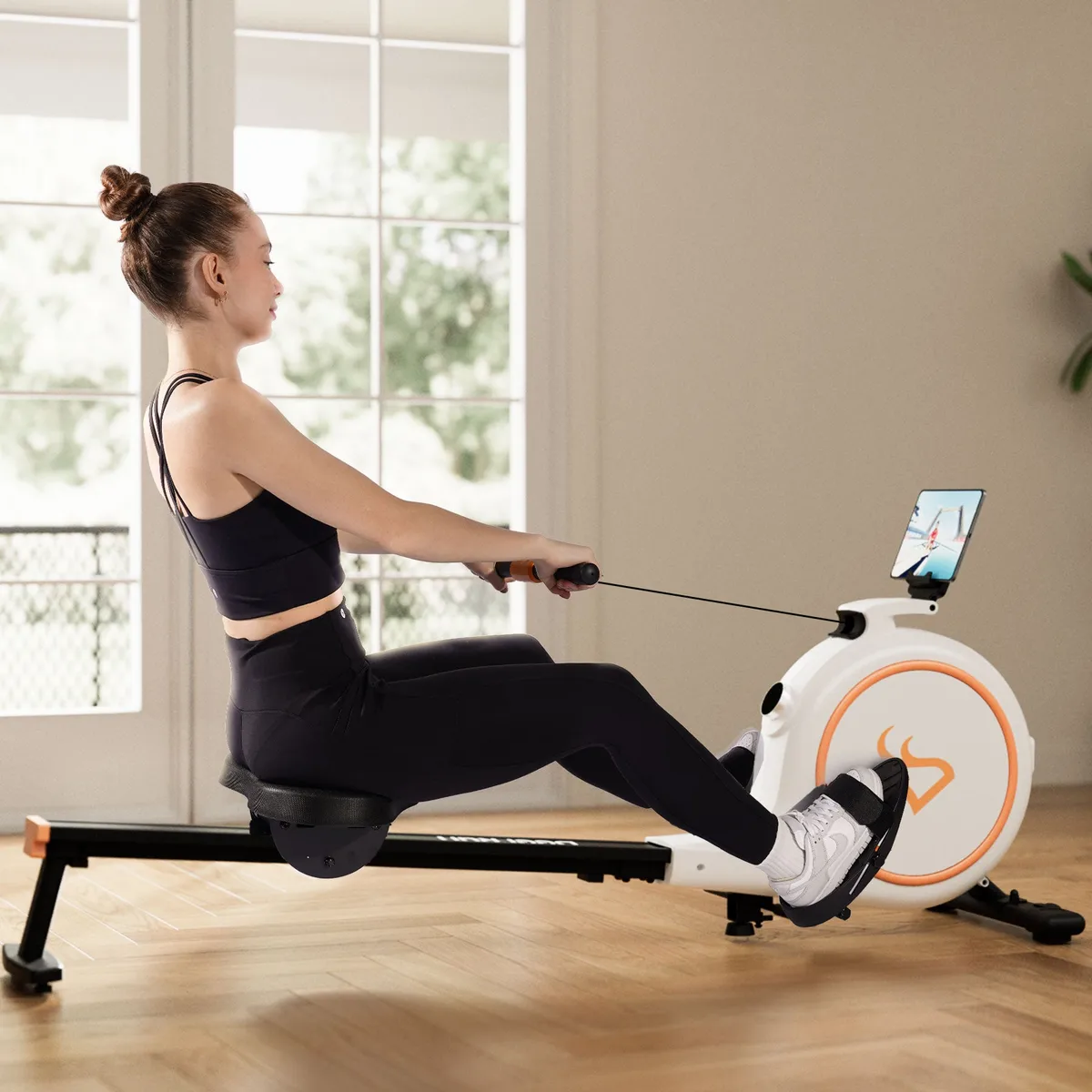 RW600 Adjustable Magnetic Resistance Long Slide Rail Smart Rowing Machine with PitPat — image 3