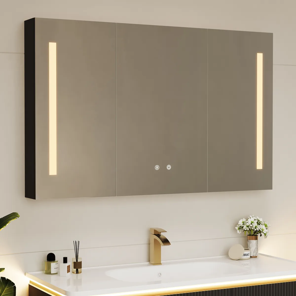47" Modern Wall-mounted LED Bathroom Medicine Cabinet Vanity Mirror with Storage — image 11