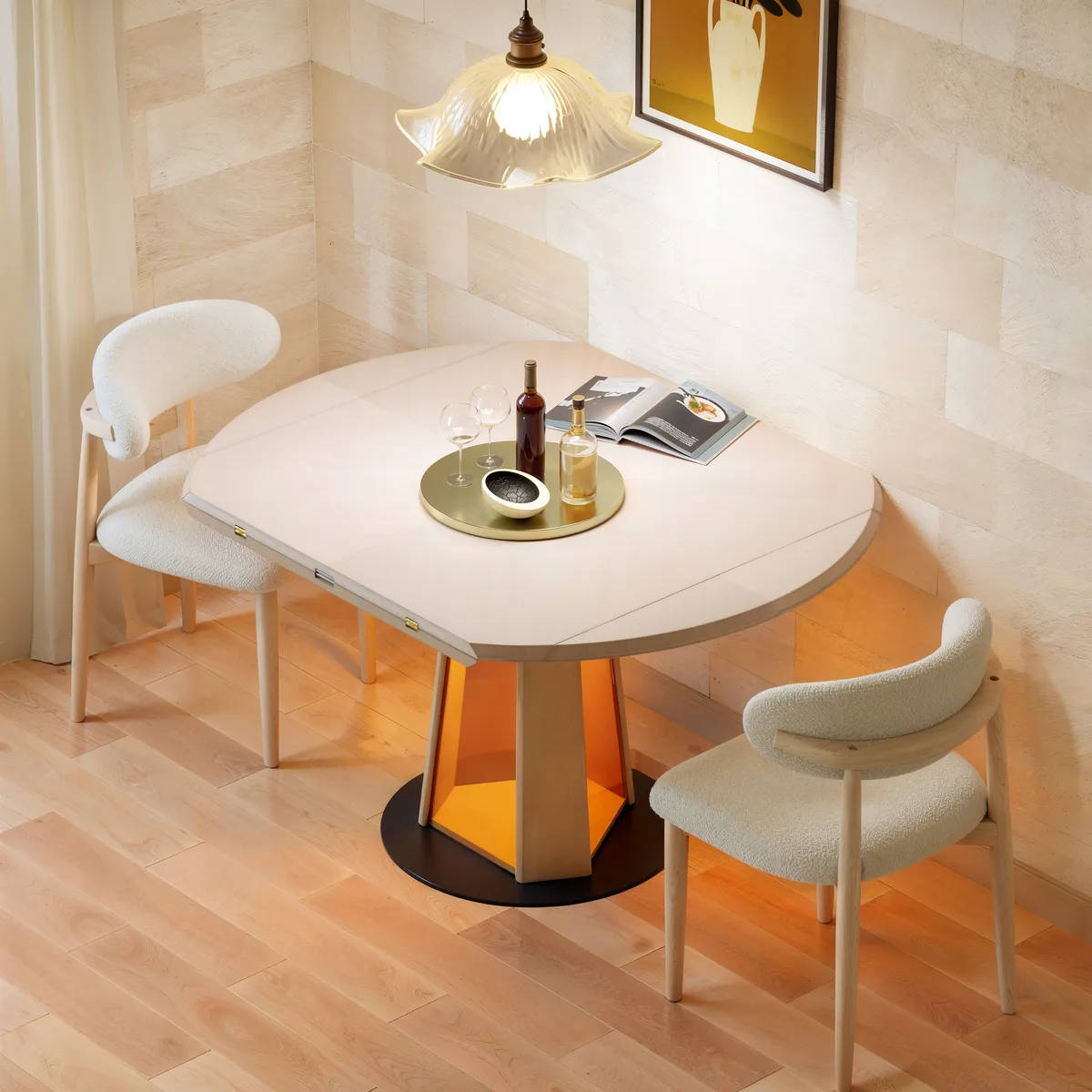 36"-47" Solid Wood Extendable Dining Table with Light — image 15