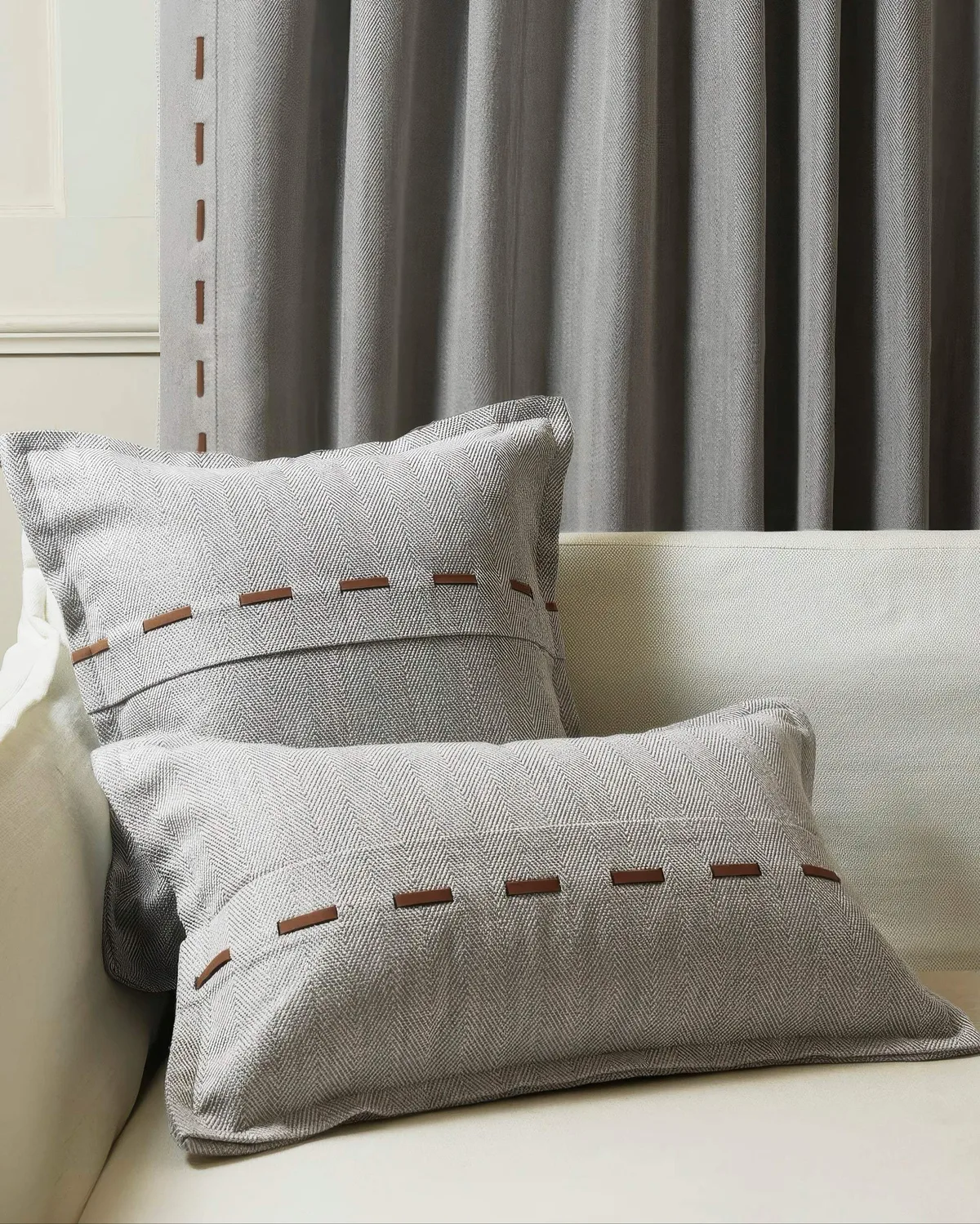 Cleo Textured Faux Leather Laced Lumbar Pillowcase — image 8