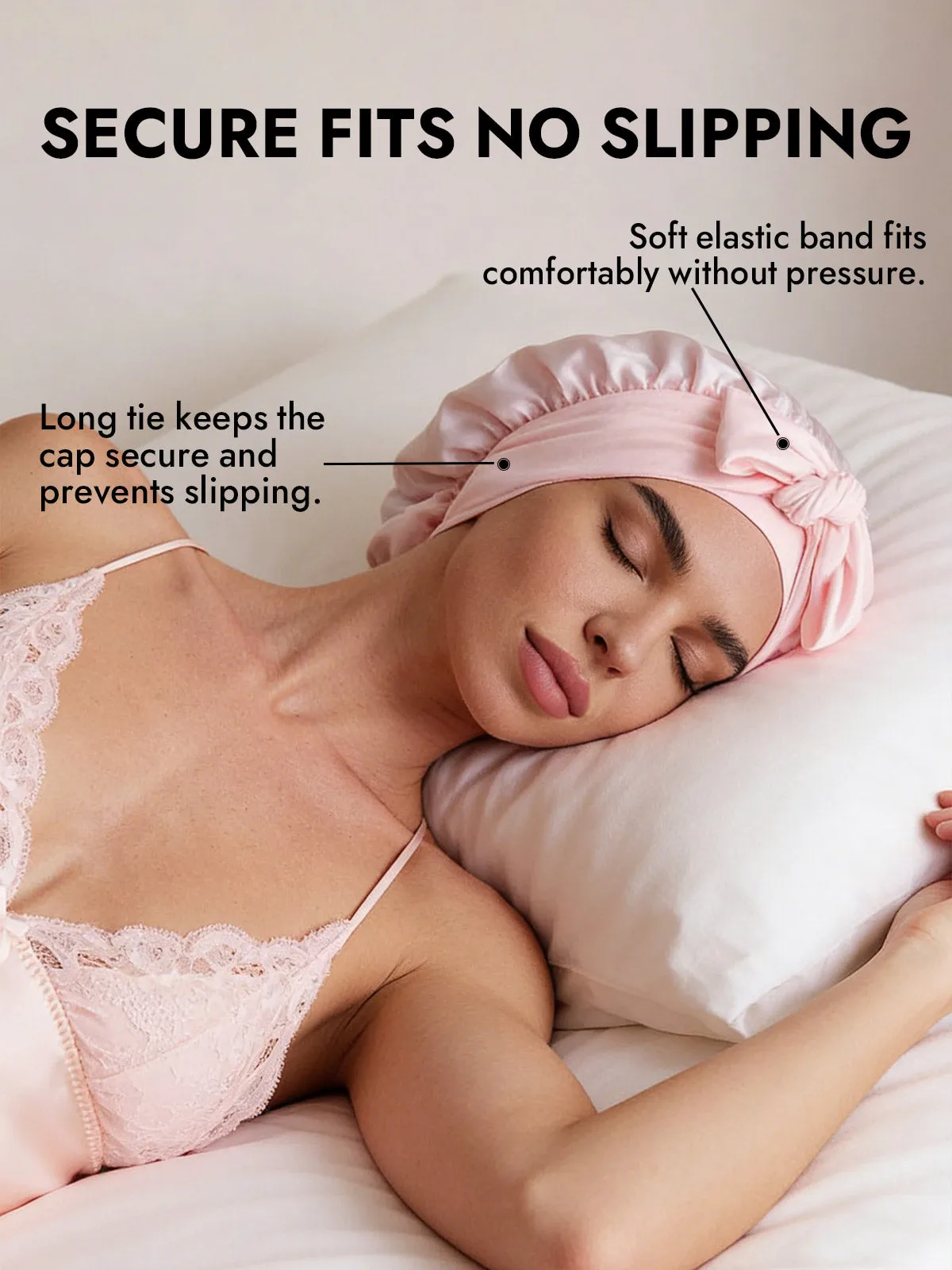 100% Mulberry Silk Double-Layer Bonnet with Adjustable Long Tie — image 4
