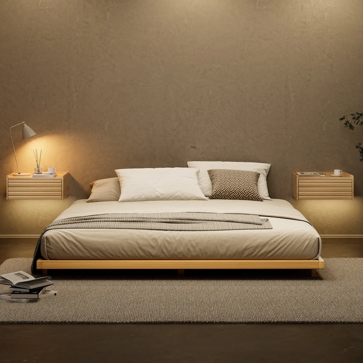Japanese Style King Low Bed Frame Black Floor Bed — image 15