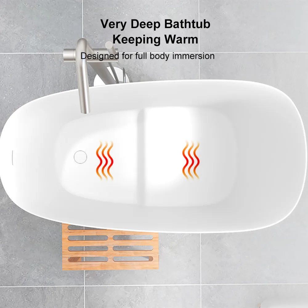 47" Japanese Irregular Freestanding Stone Resin Soaking Bathtub, Marble Look — image 6