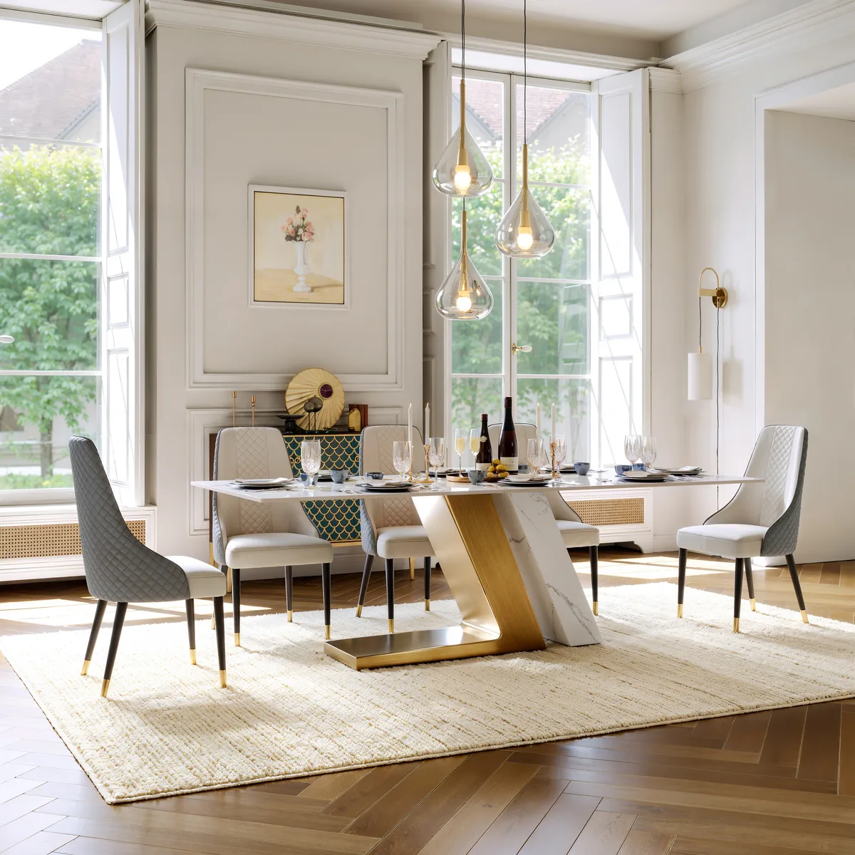 Diamic Black Faux Leather Dining Chairs with Upholstered — image 16