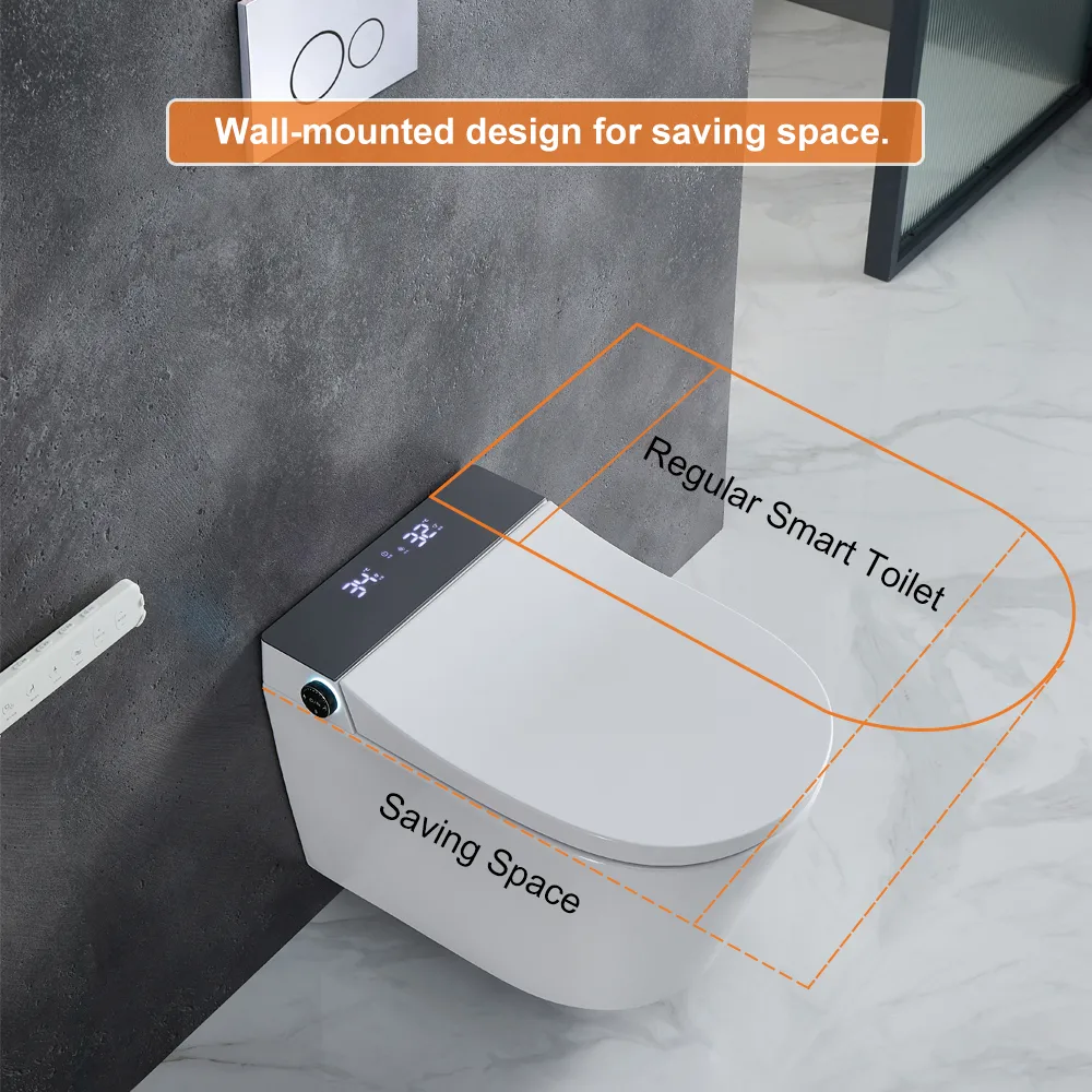 Set of Two Elongated Smart Toilet Wall Mounted 1.58 GPF Automatic with In-Wall Tank & Carrier System — image 7