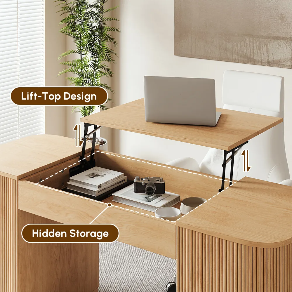 Modern 60" Black Standing Office Desk & Sliding Door Etagere Bookshelf — image 16