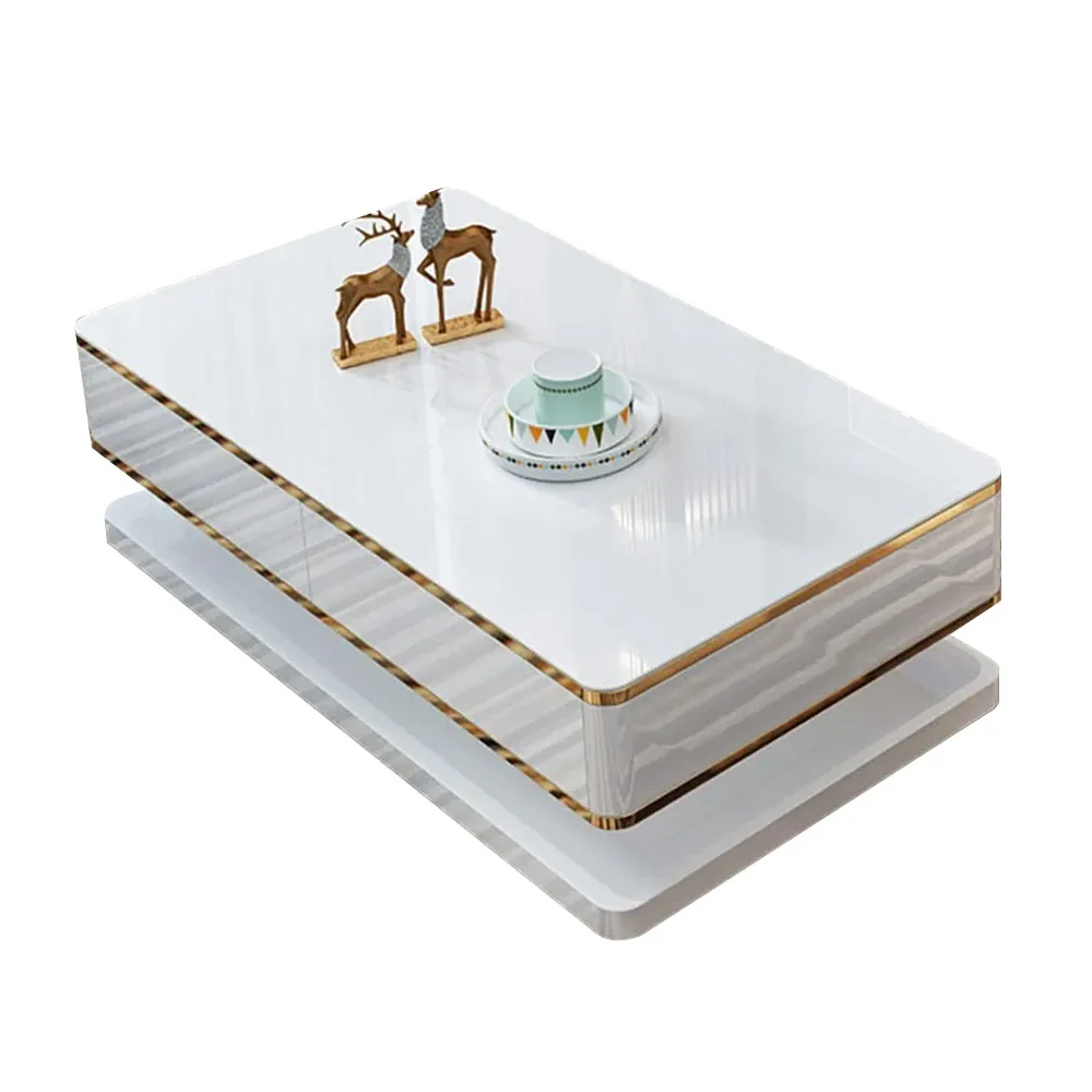 Gapn 51" White Rectangular Coffee Table with Storage 4 Drawers Tempered Glass Top — image 7