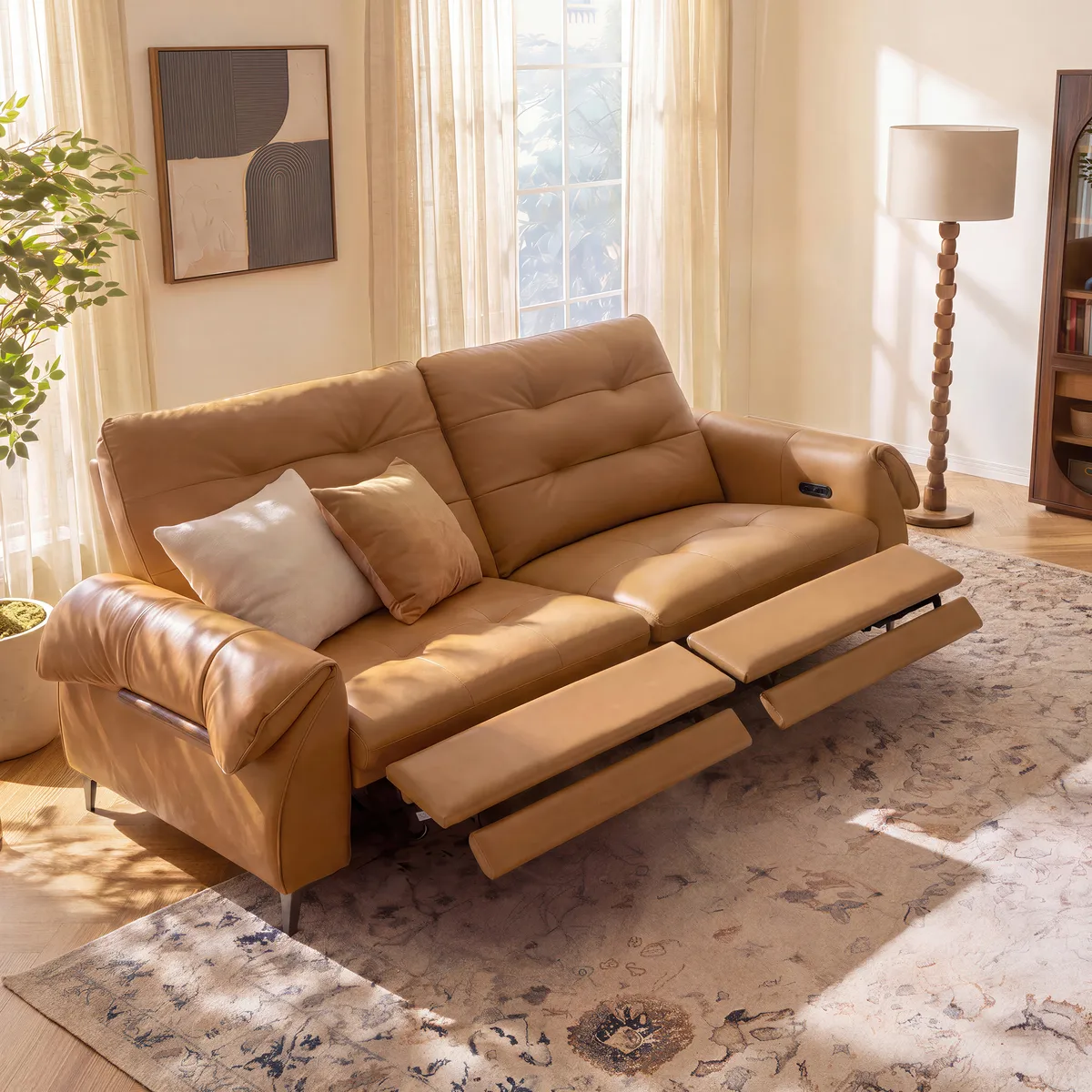 118" 3-Seater Genuine Leather Power Reclining Sofa with USB & Type-C — image 14