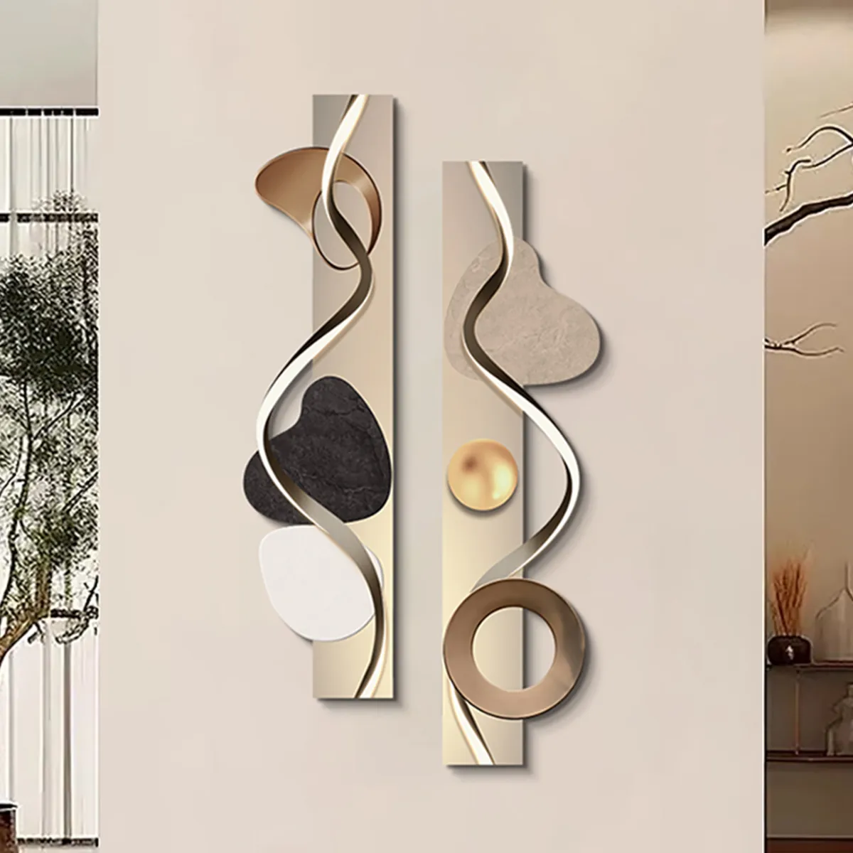 39.4" Modern Abstract Geometric Multi-color Acrylic Wall Art with LED Backlighting — image 5