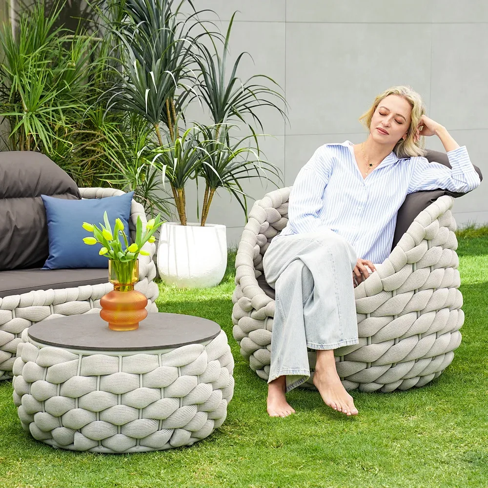 Cocaro 8-Piece Outdoor Rope Weave Sofa Set with Black Cover — image 7