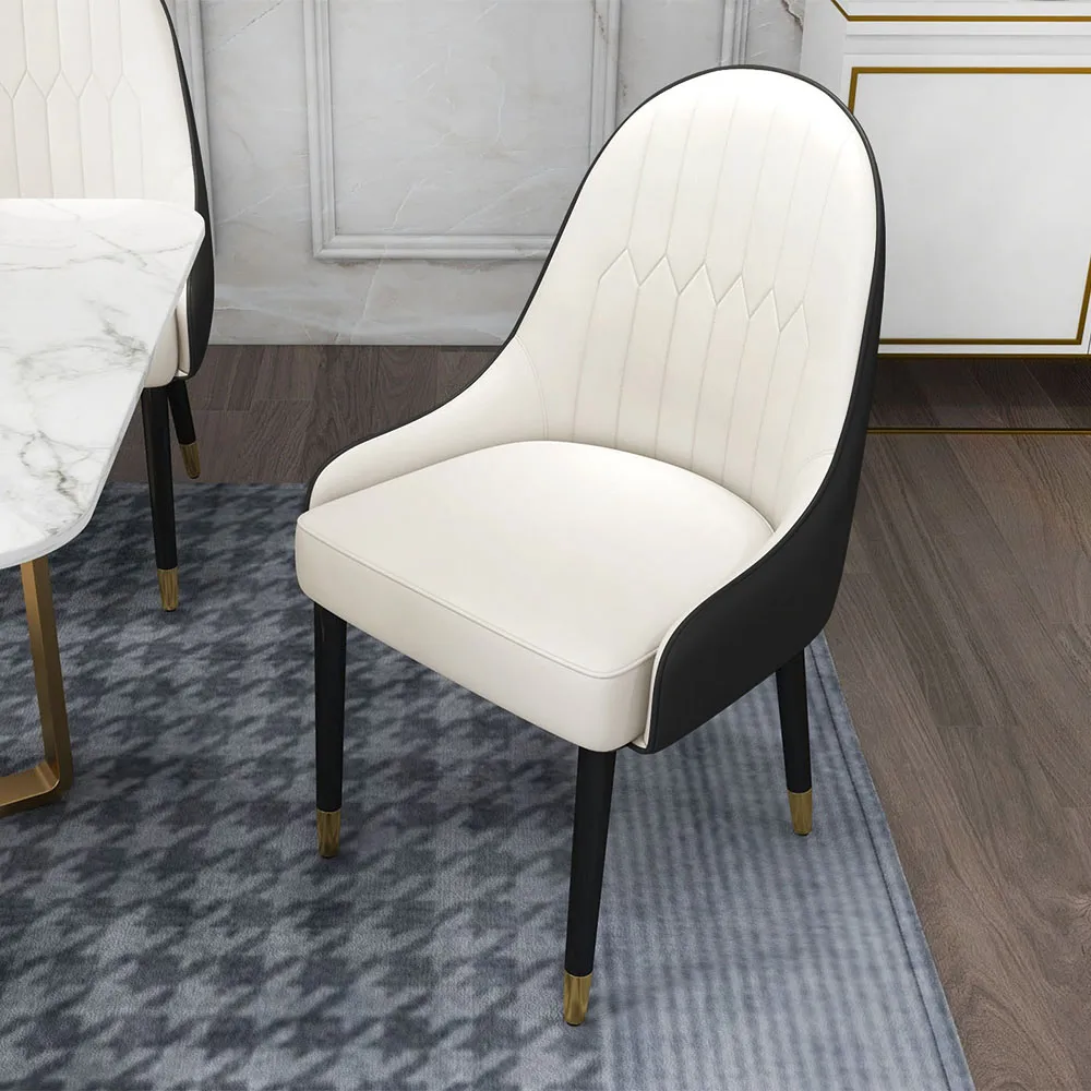 Darg Modern PU Leather 6-Piece Dining Chairs in White & Gray with Metal Legs — image 17