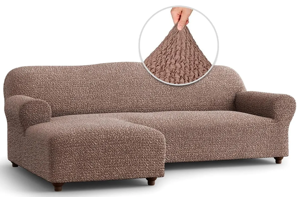 Chaise L-Shape Sofa Slipcover - 1-Piece Furniture Protector - Form Fit, Machine Washable - CottonRich Collection