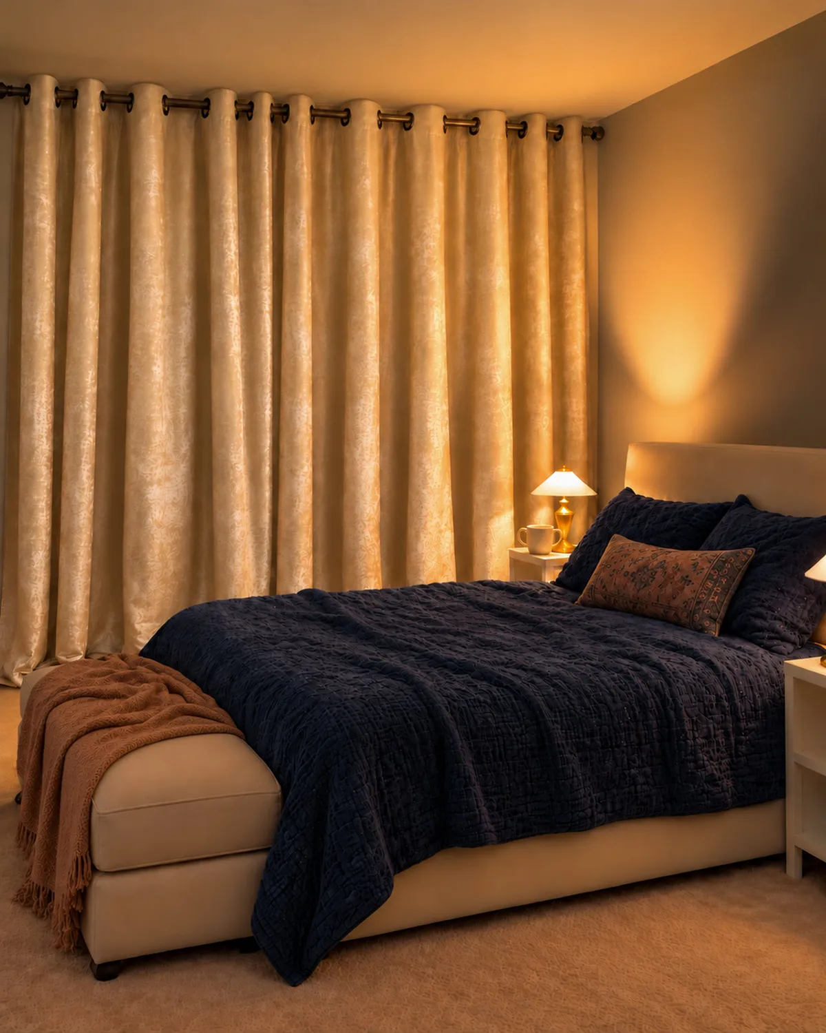 Glimmer 4 Layers Linen Blend Lightweight Soundproof Thermal Blackout Anti-Dust Textured Custom Curtain — image 3