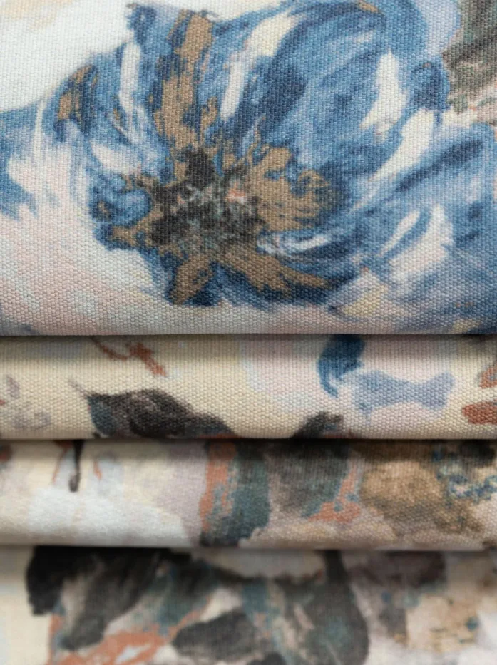 Canvas Velvet Floral Flat Fold Cordless Custom Roman Shade — image 2