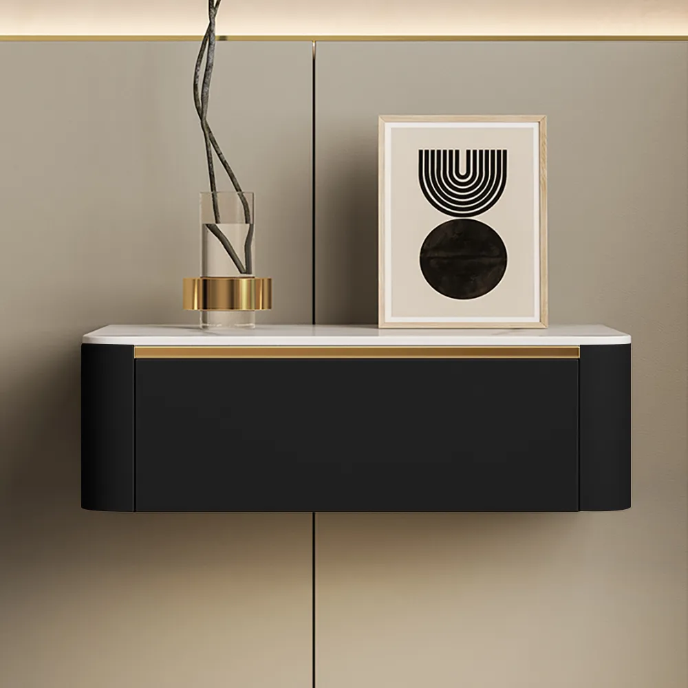 Modern Floating Corduroy Smart Nightstand Bedside Table with Light — image 4