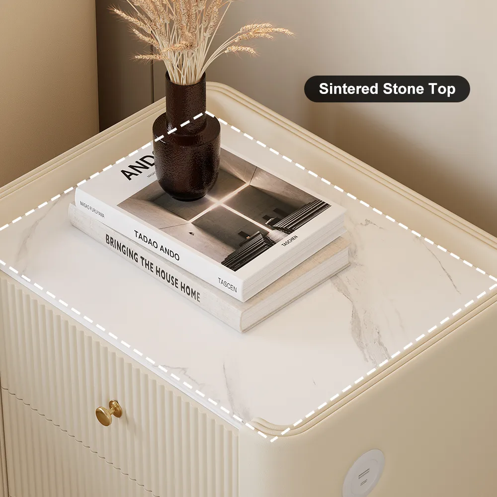 Modern 3-Drawer Nightstand with Sintered Stone Top & — image 9