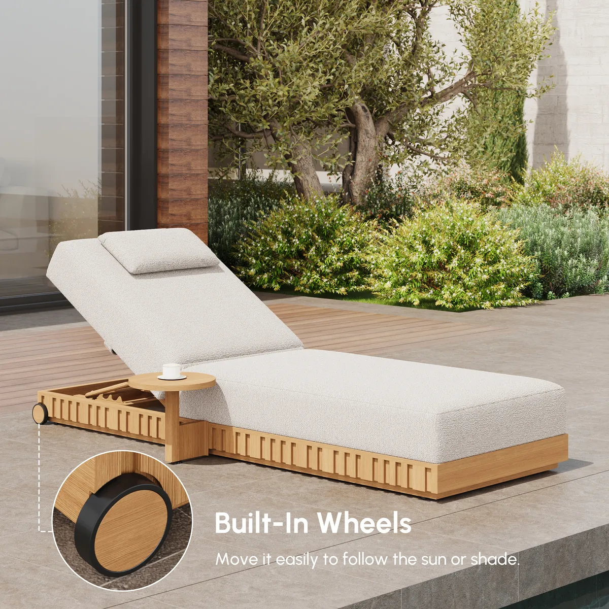 Flutera Outdoor Aluminum Adjustable Fluted Lounge Chaise in Warm — image 7