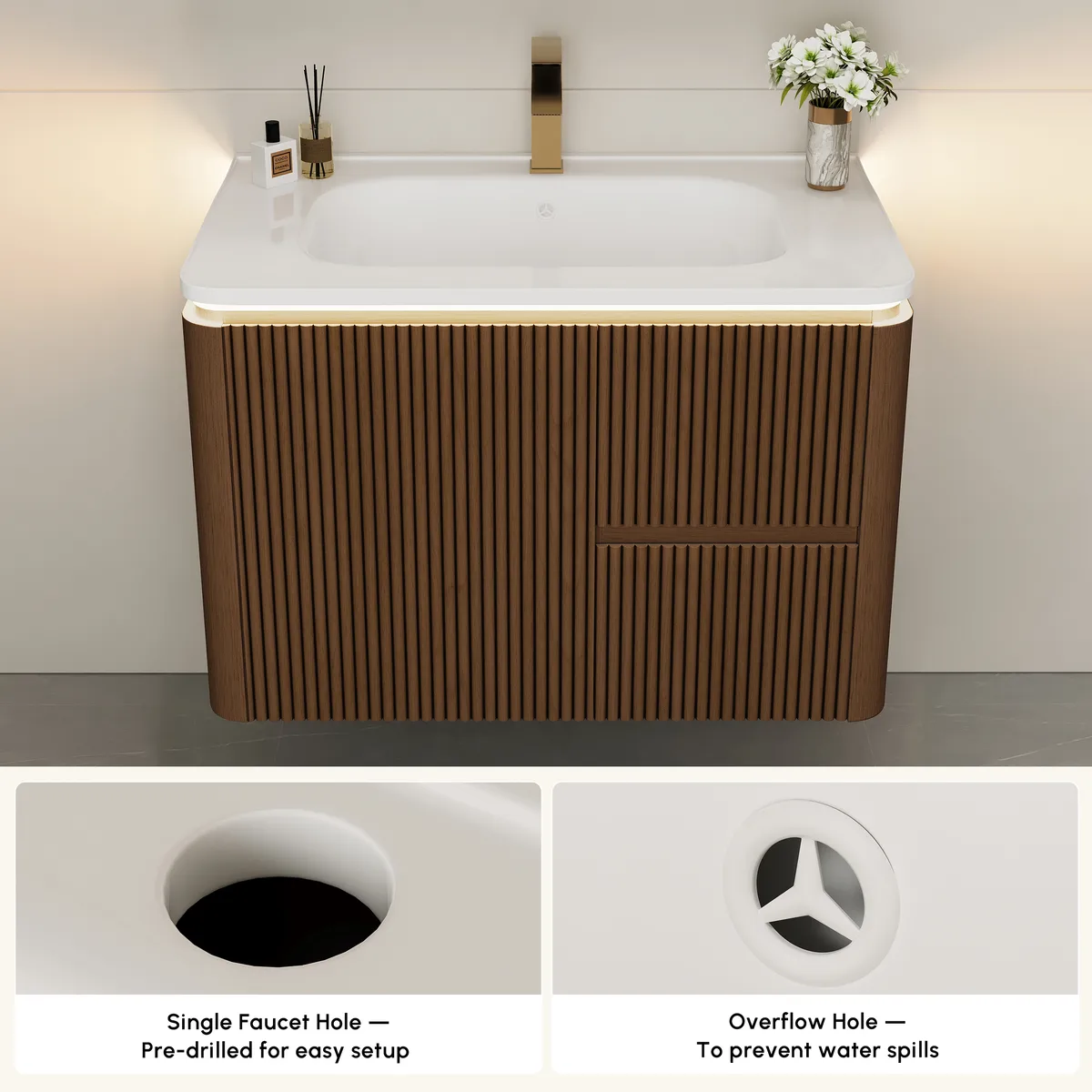 Modern 31.5" Floating Bathroom Vanity with Sink, Soft LED, Ample Storage — image 19