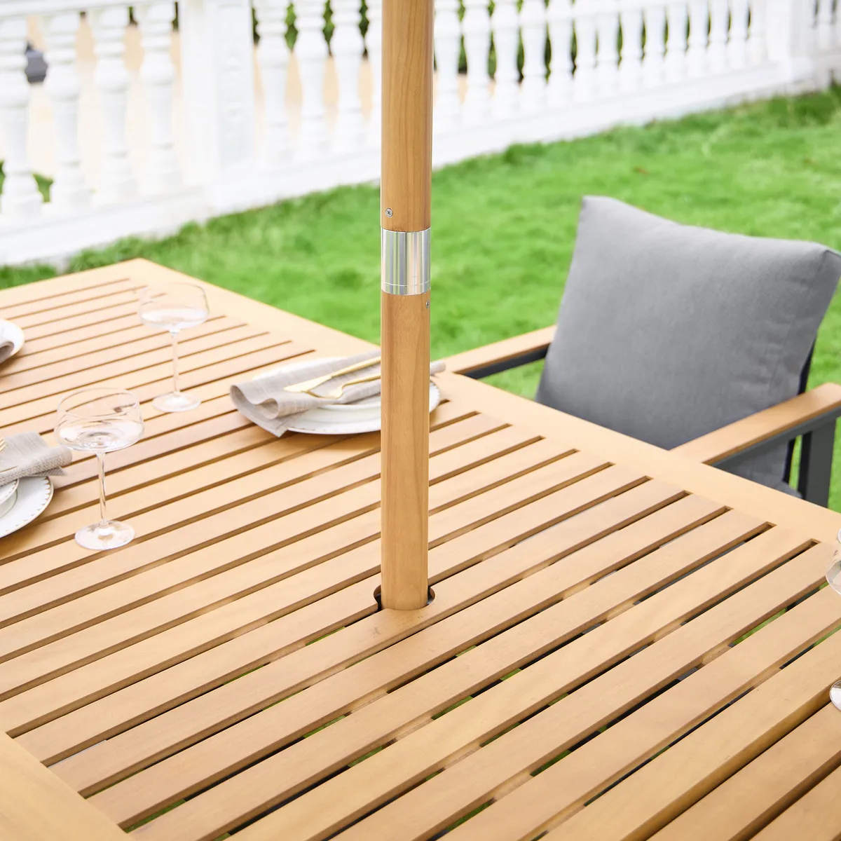 Tevara 10 ft. Patio Center Pole Umbrella with Marble Stand Outdoor Sun Umbrella for Pool / Beach — image 10