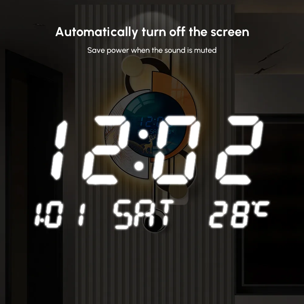 26" LED Silent Wall Clock with Voice-Activated & Dual Power Supply — image 9