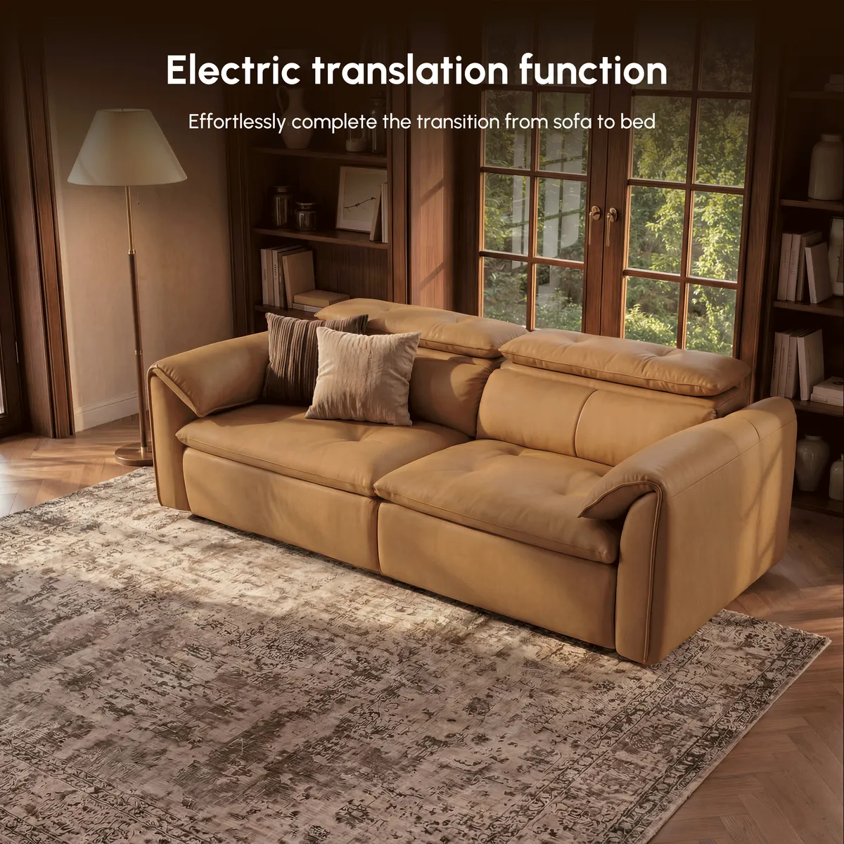 87" 2-Seater Genuine Leather Power Convertible Sleeper Sofa — image 27
