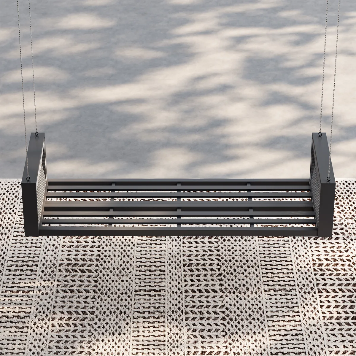 Patio Woven Rope Hanging Daybed Exterior Porch Swing Chair Sofa in Gray Cushion & Pillow Included — image 16