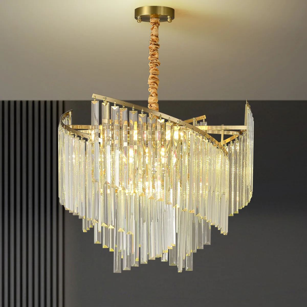 Spiral Art Modern 10-light Crystal Chandelier with Adjustable Chain — image 7
