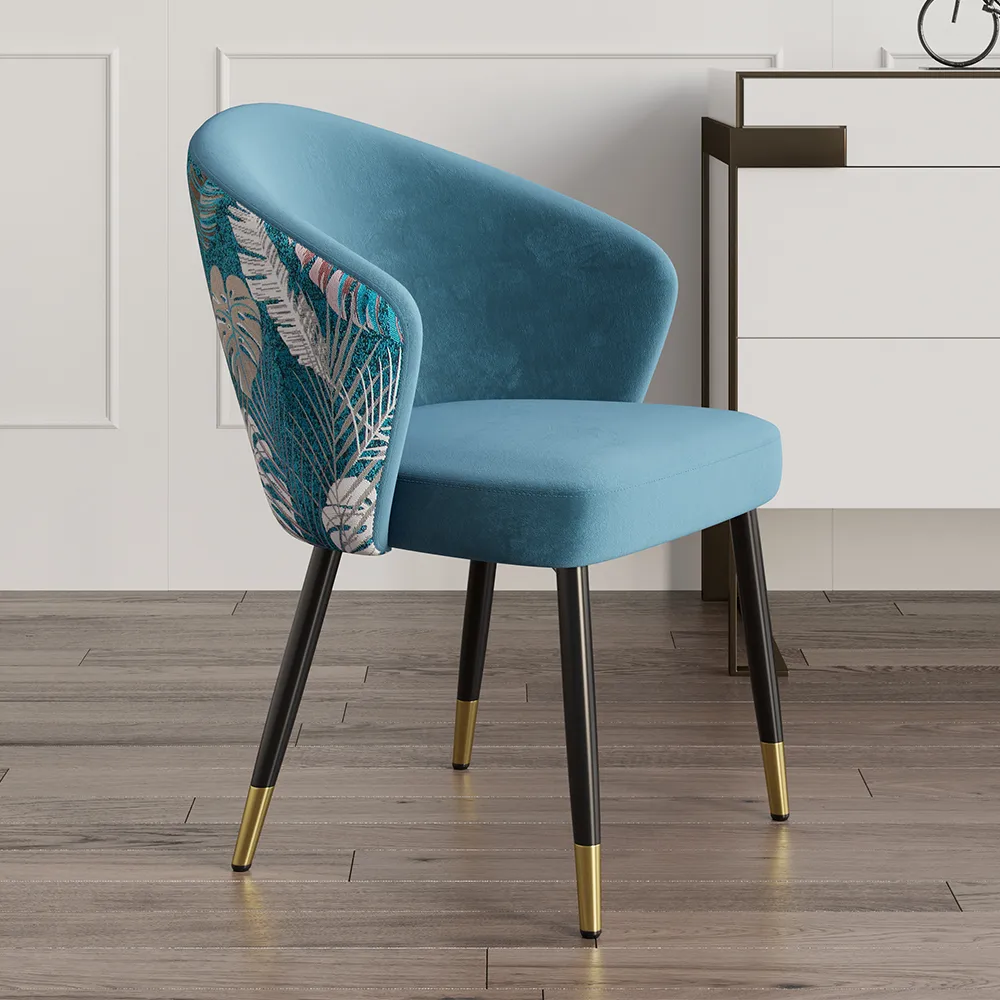Modern Velvet Dining Chairs Upholstered Blue Dining Room Chairs with Arm — image 12