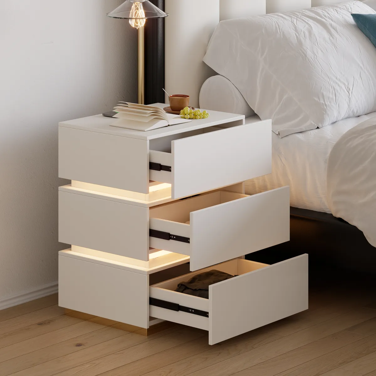 Bedroom Nightstands & Vanity Desk Set 2 LED — image 16