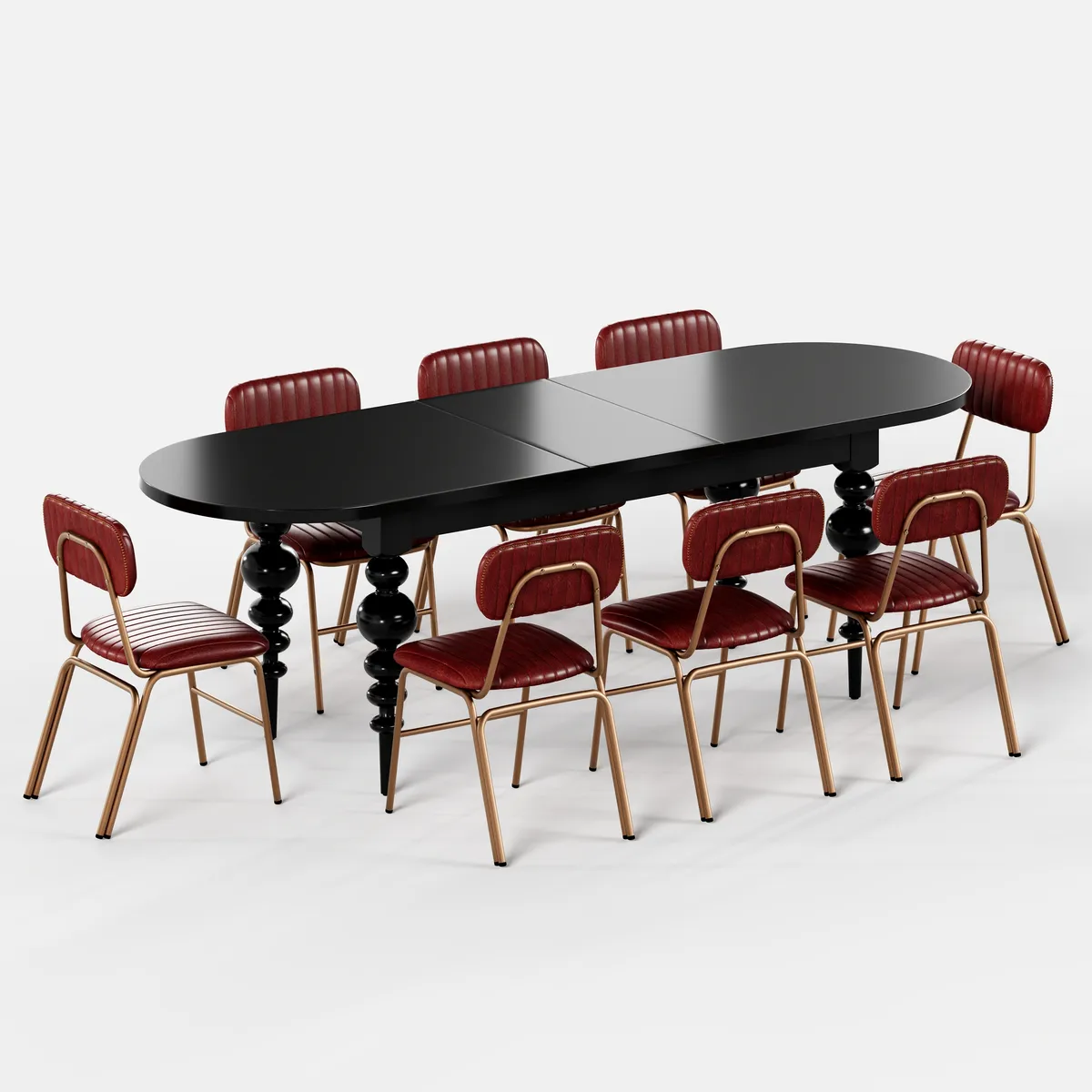 67"-79" Mid-Century Dining Table Oval Extendable Walnut Table for 4-8 Person with Turned Legs — image 26