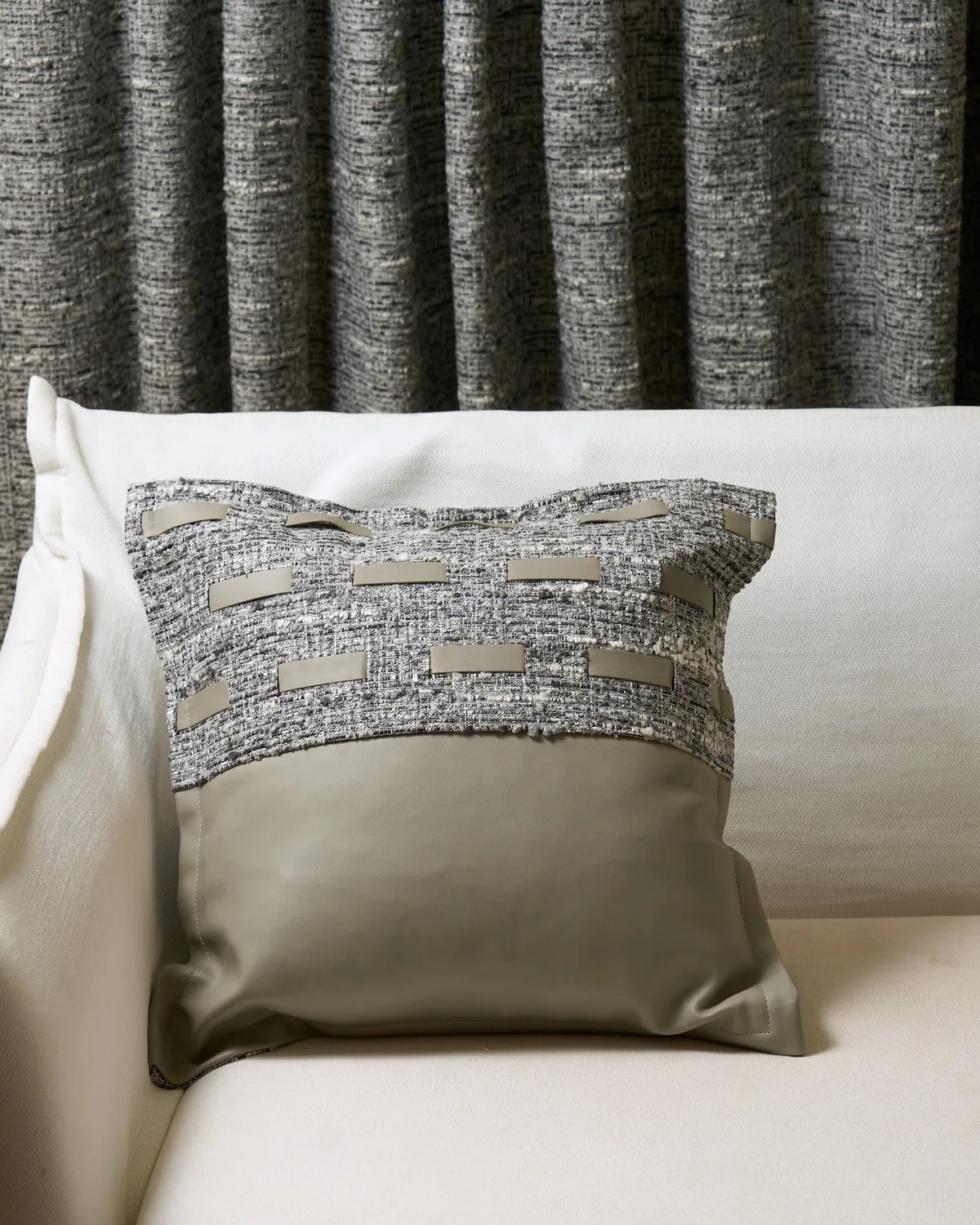 Juliette Textured Faux Leather Throw Pillowcase — image 7