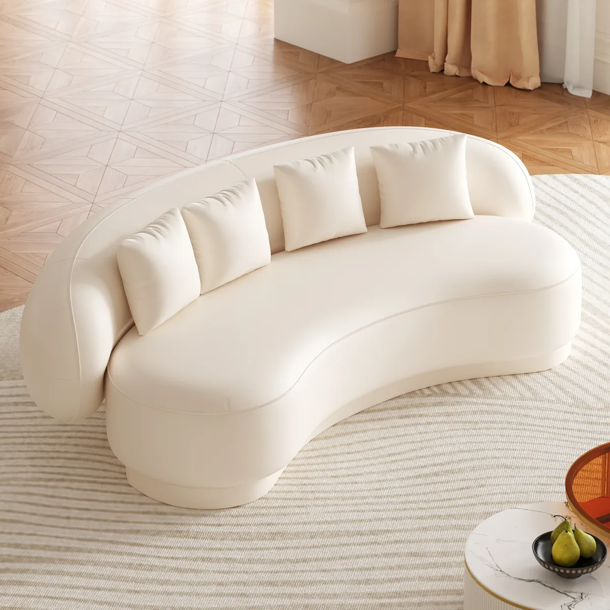 Modern Leather Upholstered Sofa 3-Seater Sofa — image 15