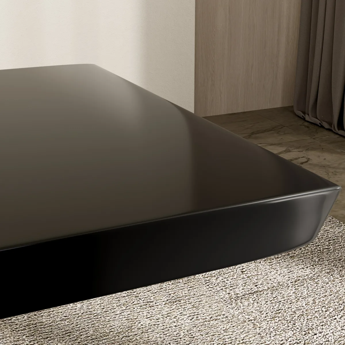 Modern 55" Rectangular Black Writing Desk with Arched Base — image 22