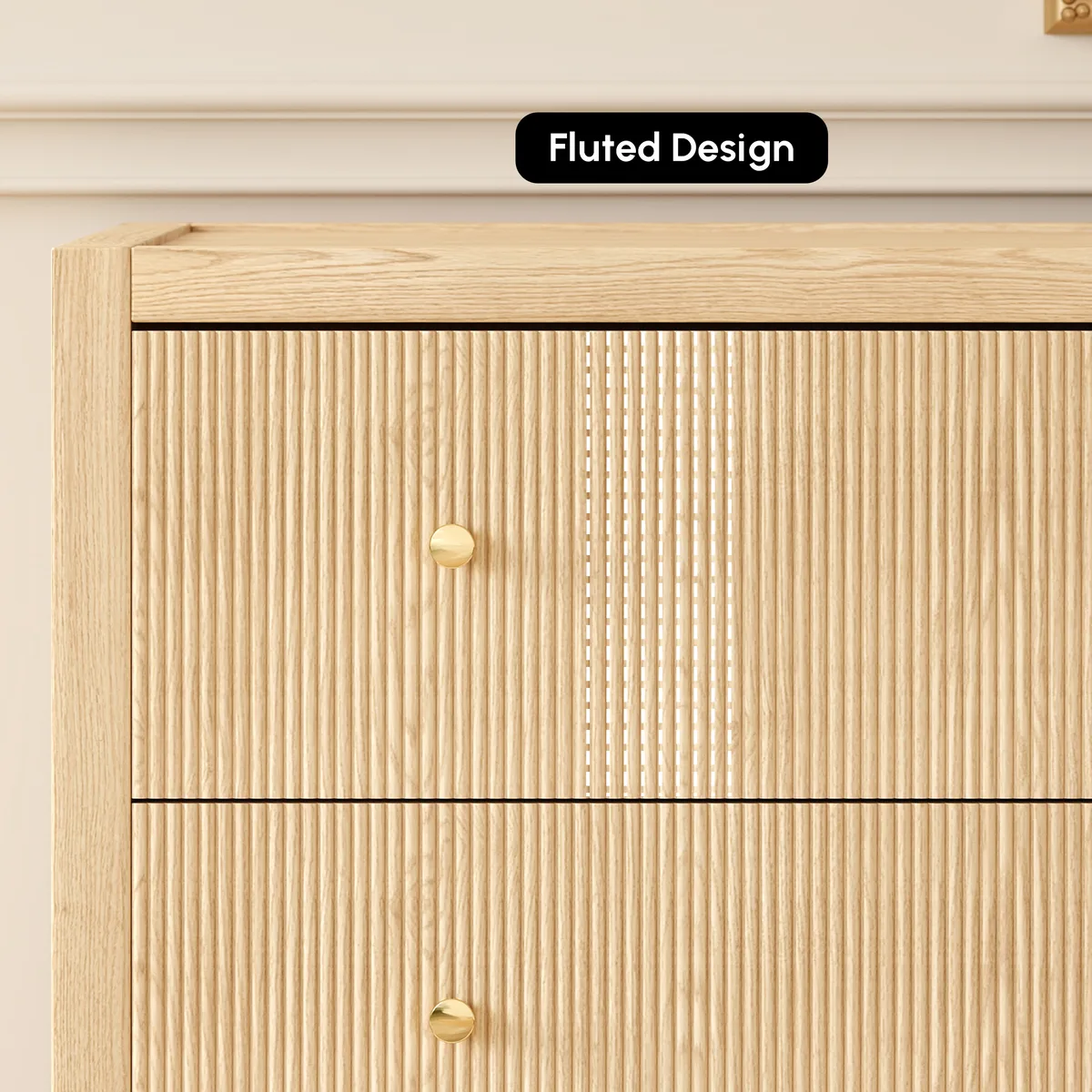 47" Fluted Natural 6-Drawer Dresser with Charging Station — image 6