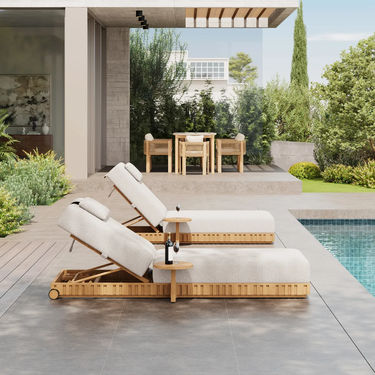 Flutera Outdoor Aluminum Adjustable Fluted Lounge Chaise in Warm — image 4