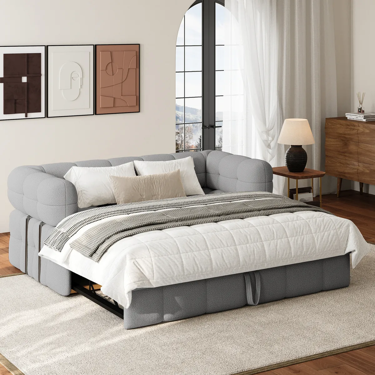 76" Queen Boucle Pull-out Sofa — image 5