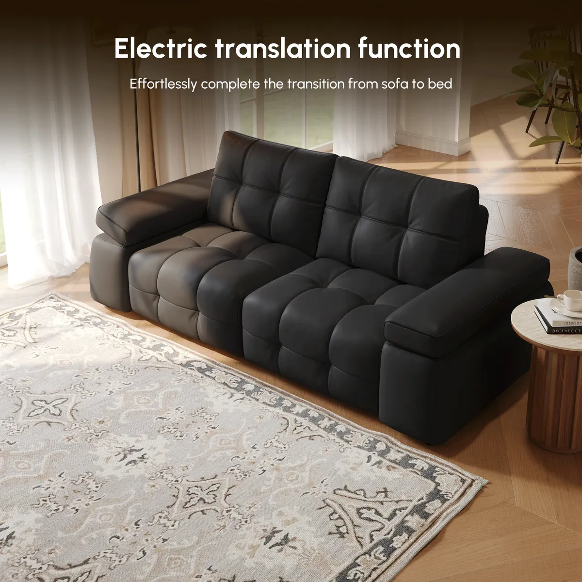 95" 2-Seater Genuine Leather Power Convertible Sleeper Sofa with Adjustable Armrests — image 28