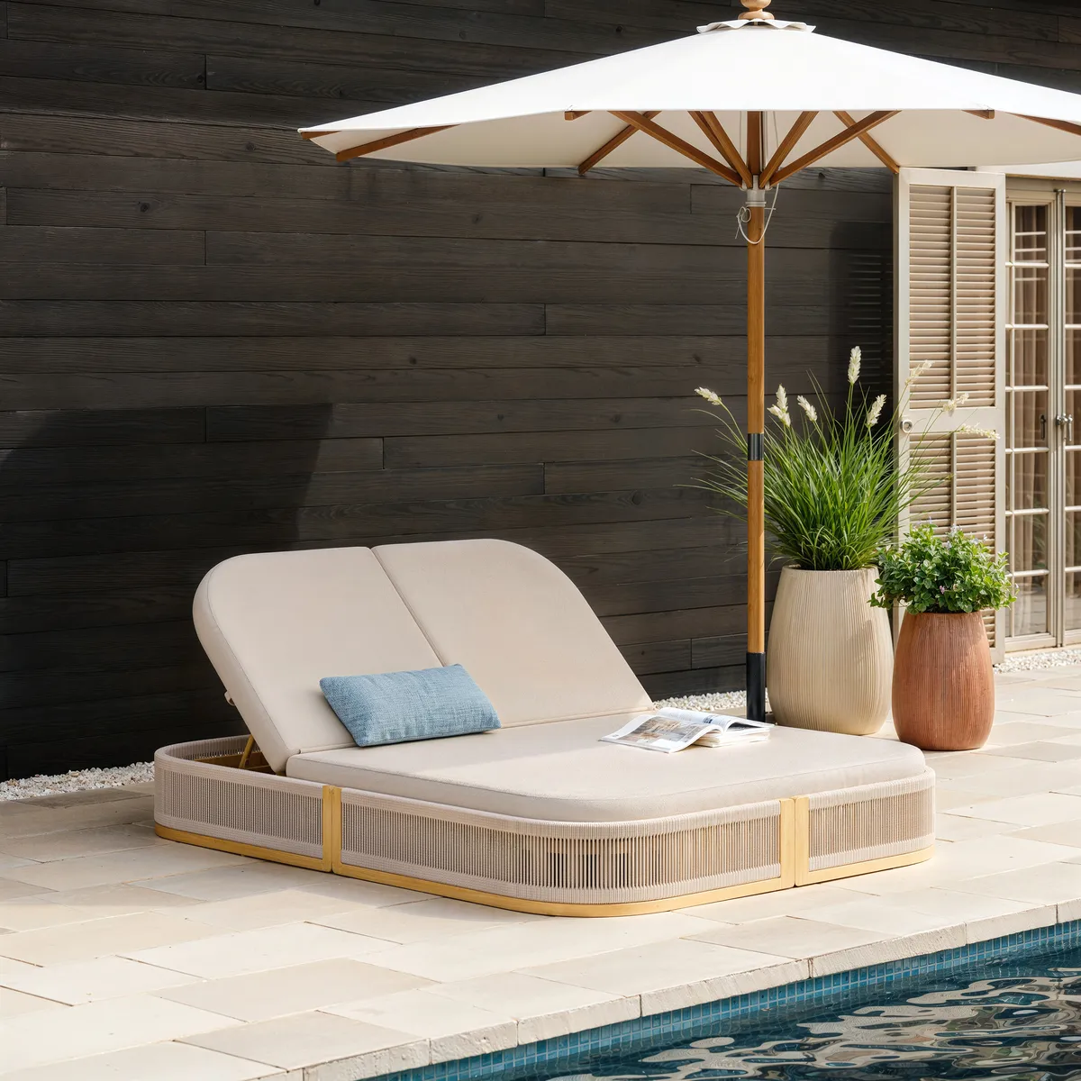 Costra Outdoor Aluminum & Rope Weave Reclining Chaise Lounge — image 14