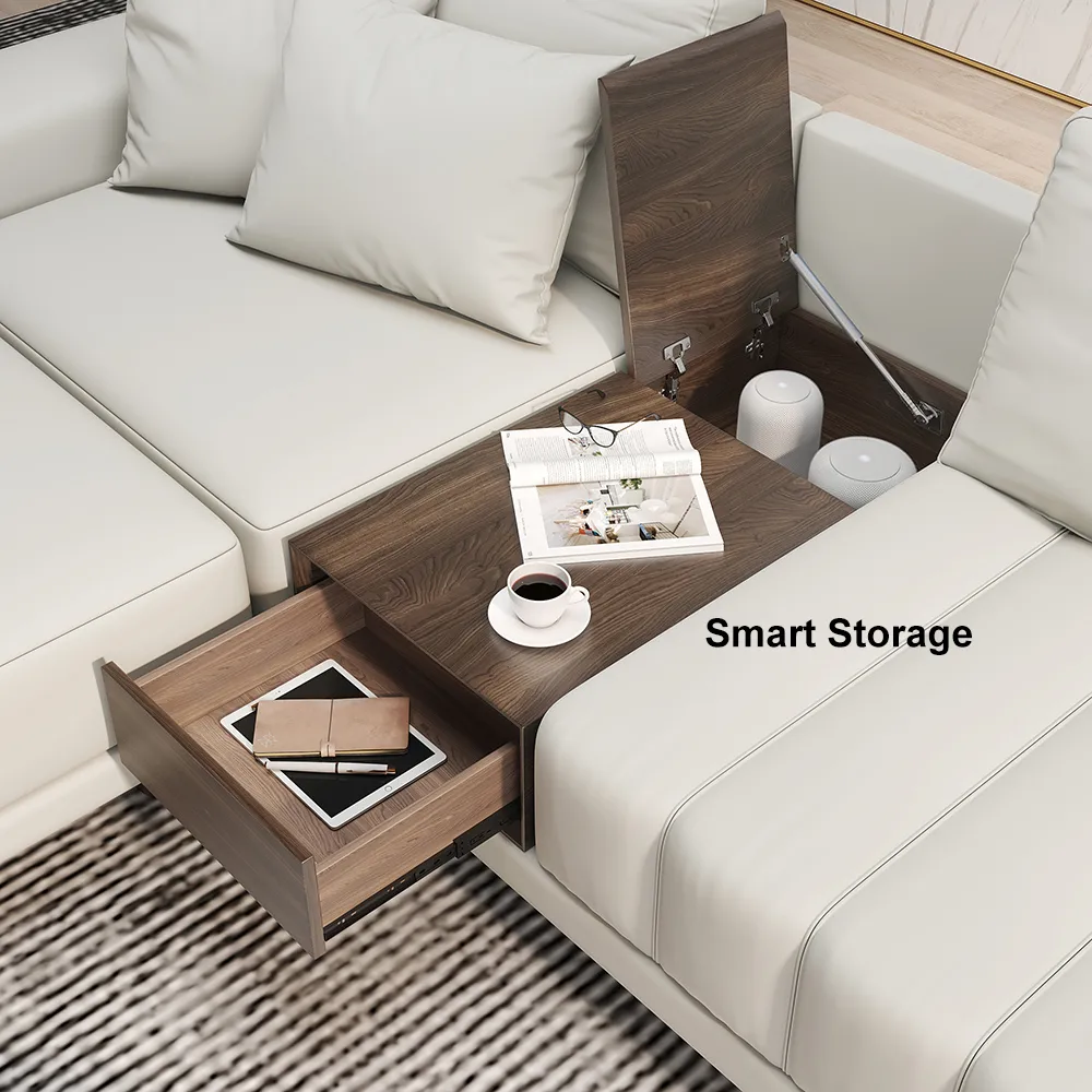 126" L-Shaped Off-White Modular Sectional Sofa with Ottoman for Living Room — image 18