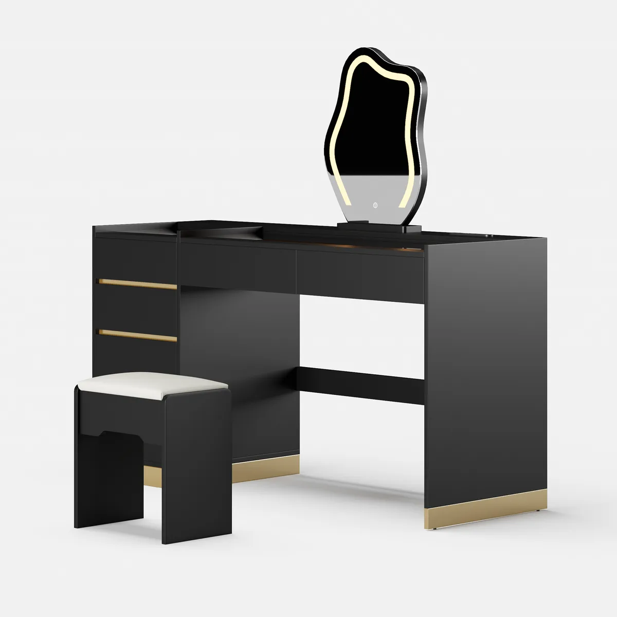 Modern Makeup Vanity Set with Lighted Vanity Mirror & Charging Station & Jewelry Storage Dressing Table — image 10