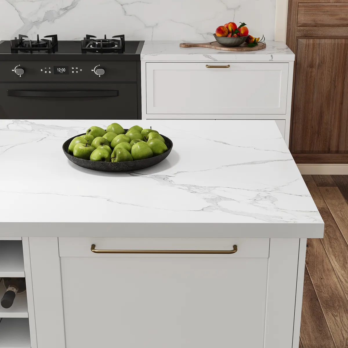 72" Modern Laminate Kitchen lsland Natural & White with Storage — image 24
