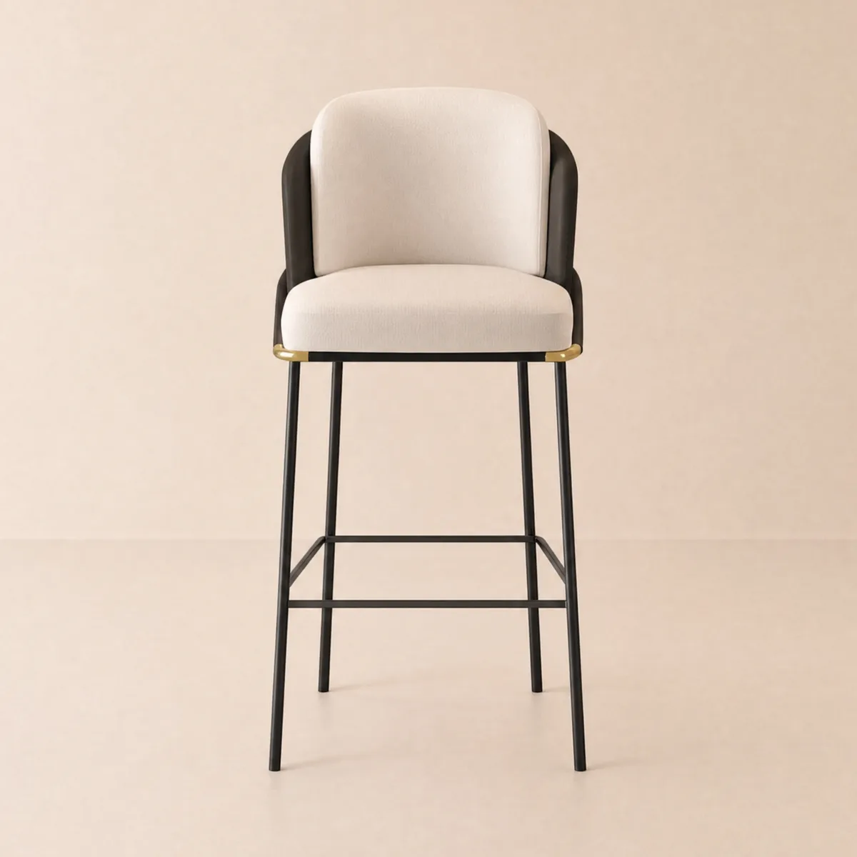Modern PU Leather Counter Stool Black with Back & Footrest — image 16