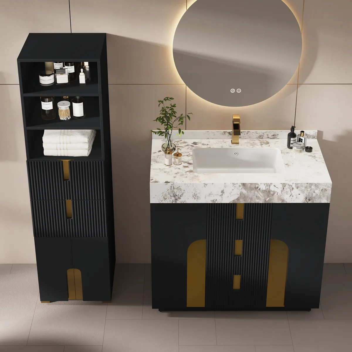 Artis 59" Tall Bathroom Storage Cabinet & 36" Single Vanity Set — image 13