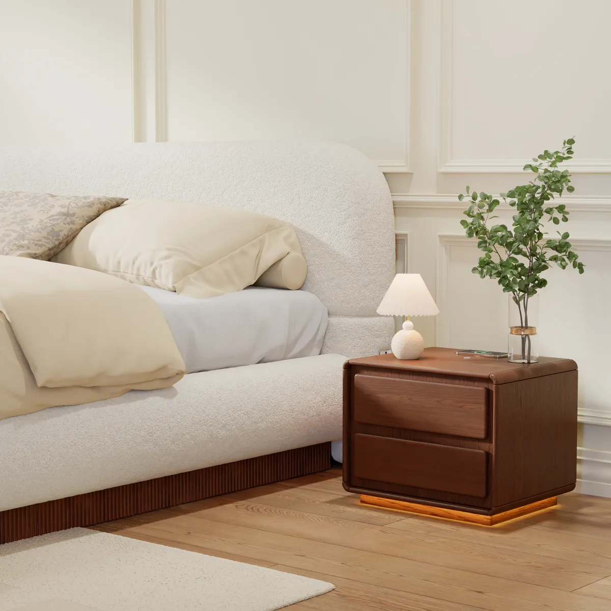 Haloa Walnut 3-Drawer LED Nightstand with Charging Station — image 10