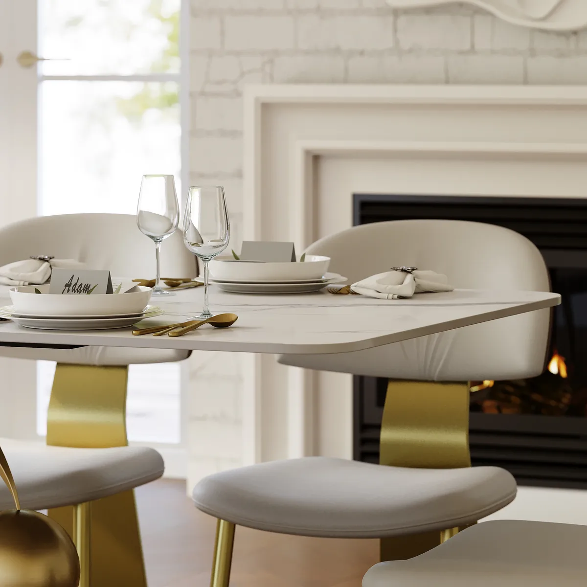 Dining Set 71.3" Rectangle Sintered Stone Table with 6 Chairs — image 7